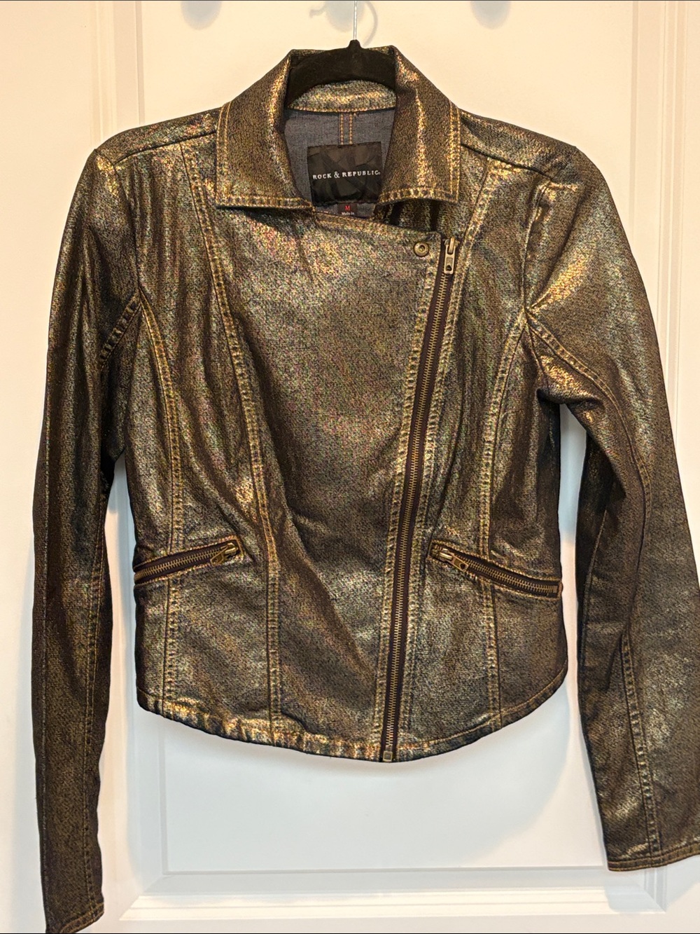 Rock & Republic Metallic Bronze Zip Moto Jacket - Women's - Picture 2 of 6